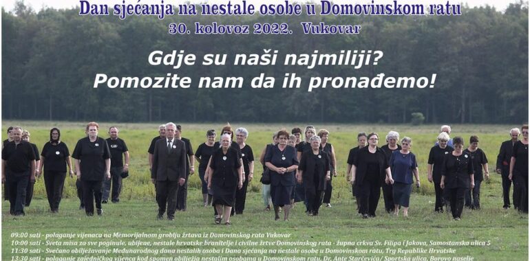Međunarodni dan nestalih osoba i Dan sjećanja na nestale osobe u Domovinskom ratu – 30. kolovoza