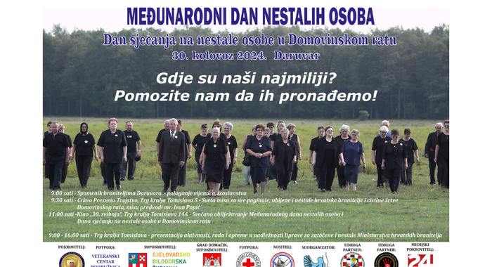 Međunarodni dan nestalih osoba i Dan sjećanja na nestale osobe u Domovinskom ratu – 30. kolovoza